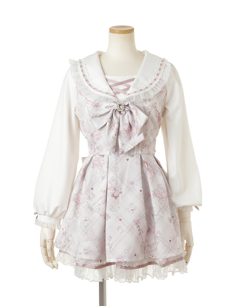 春のコレクション LIZLISA Sewing ピンク×ピンク Bear柄セットアップ 