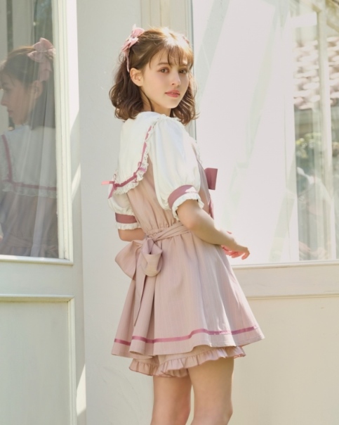 LIZLISA セーラーカラーセットアップ ピンク 長袖 # lahza.jp