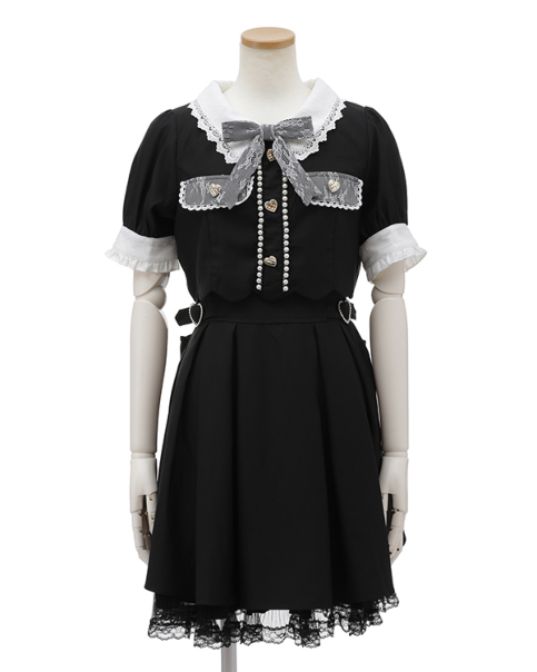 オンライン店 LIZ LISA レースエプロン風カシュクールワンピース black