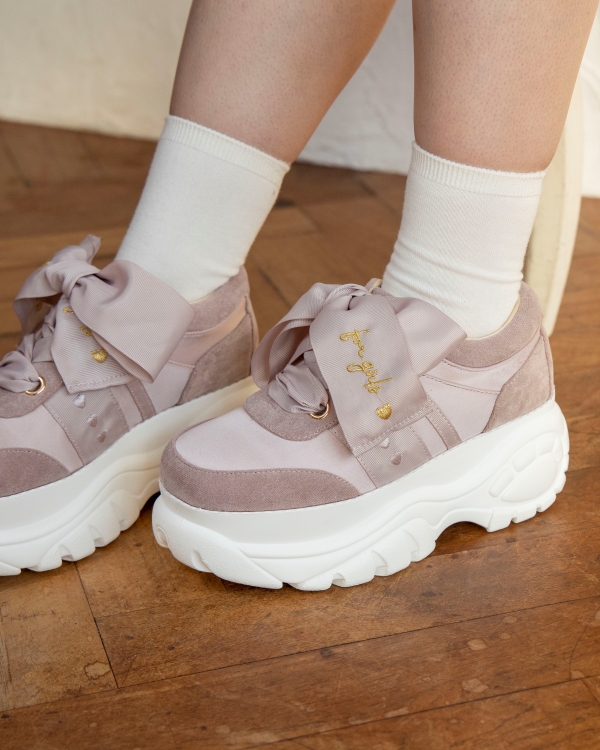 単品購入可 ♡ LIZLISA 靴 リボン厚底スニーカー ピンク ♡ - 通販 