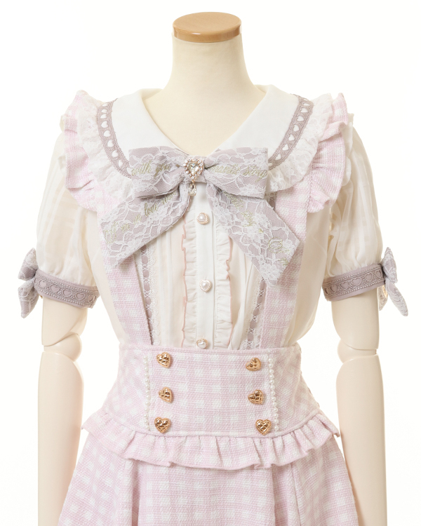LIZLISA レーススラッシュスリーブブラウス ホワイト ピンク 半袖 ♡2024♡Spring♡ *⑅୨୧ レーススラッシュスリーブブラウス