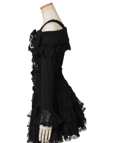 LIZLISA サイドリボンリップカットトップス ブラック LIZ LISA Official Online Store Girly Fashion｜ Tokyo Kawaii Life
