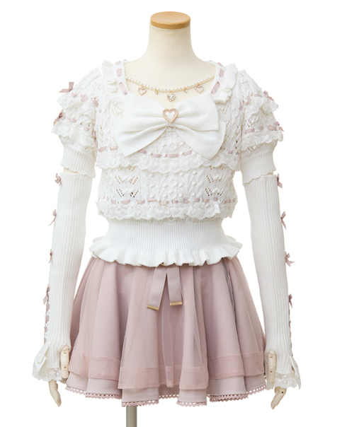 LIZ LISA リズリサ はしごリボンフリルアームウォーマーニット はしごリボンフリルアームウォーマーニット ｜ LIZ LISA（リズリサ