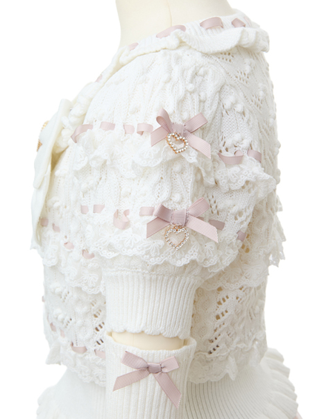 LIZ LISA リズリサ はしごリボンフリルアームウォーマーニット はしごリボンフリルアームウォーマーニット ｜ LIZ LISA（リズリサ