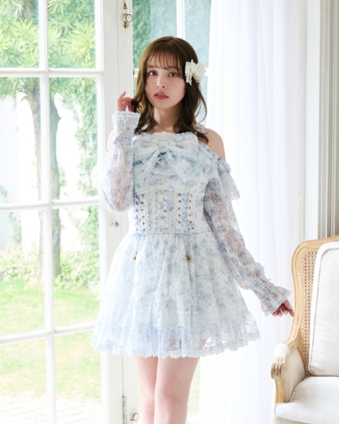 予約商品】花柄レースコルセットライクワンピース ｜ LIZ LISA
