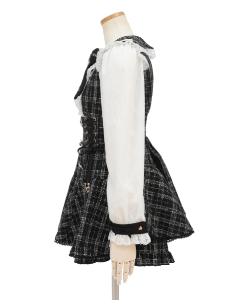 ☑️新品同様【Diagram】ツイードコート/黒白チェック/リボン/フリル/可愛い ベージュM即納】 ケープ ポンチョ アウター ツイードコート コート