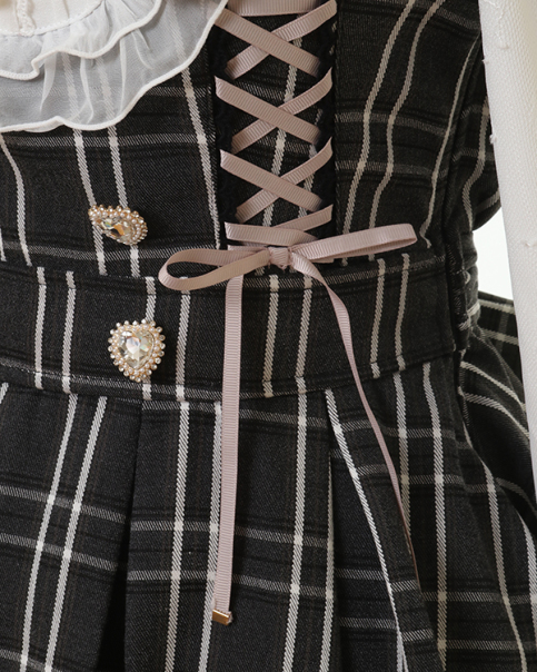 LIZLISAリズリサ フリルヨークリボンセットアップ ブラックチェック 予約商品】フリルヨークリボンセットアップ ｜ LIZ LISA（リズリサ