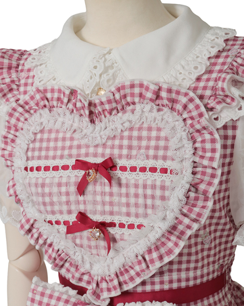 リズリサ　パイル生地　tシャツ　激レア　可愛い　ハート　チェック柄　ピンク 予約商品】Sweet Gingham Tea Room ワンピース ｜ LIZ LISA（リズリサ