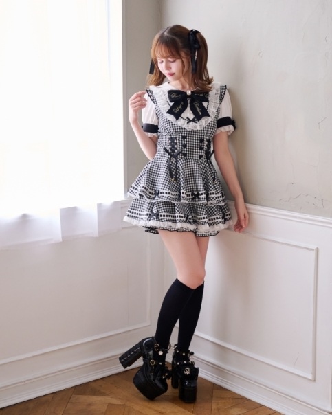 LIZLISA リズリサ はしごリボンツイードティアードスカパン はしごリボンティアードセットアップ ｜ LIZ LISA（リズリサ）公式通販