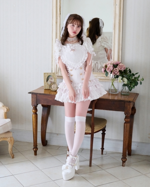 LIZLISA ハウンドトュースエプロンワンピース 半袖 量産型 シアーチェックエプロンフリルワンピース ｜ LIZ LISA（リズリサ）公式