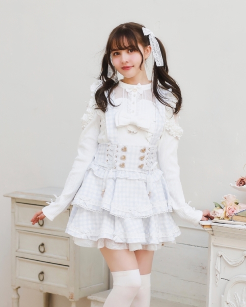 予約商品】はしごリボンギンガムティアードスカパン ｜ LIZ LISA