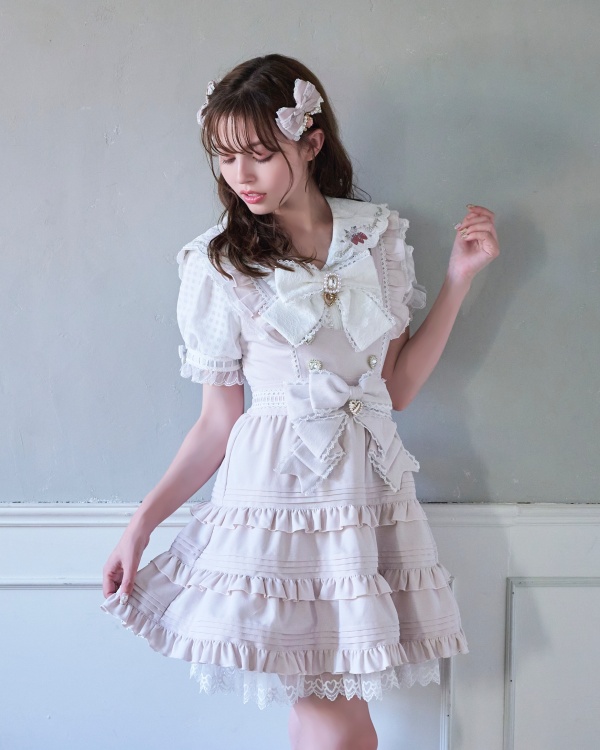 LIZ LISA チェック オフショル ピンク トップス リボン ベロア 可愛い オフショルシフォンセットアップ ｜ LIZ LISA（リズリサ）公式