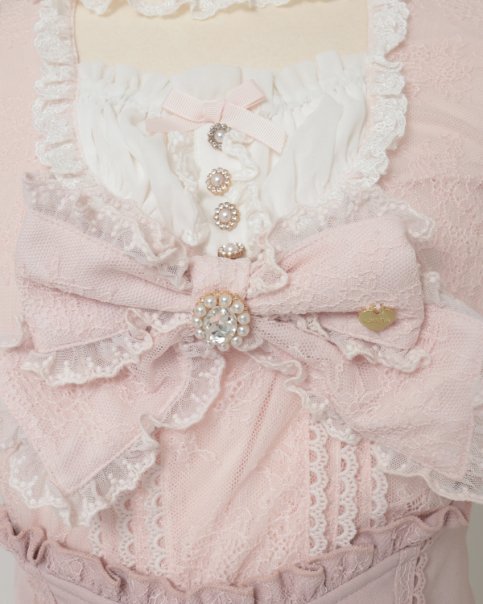 LIZ LISA レイヤードトップス レースアップ フリル 半袖 ピンク LIZ LISA / レースアップサスペンダー付スカパン 0 ピンク Y-25