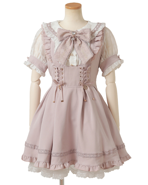 姫系 リズリサ系♡丸襟 総レースローズアーガイル柄ミニワンピ フレア袖 生成 M ワンピース ｜ LIZ LISA（リズリサ）公式通販 ｜ Tokyo Kawaii Life