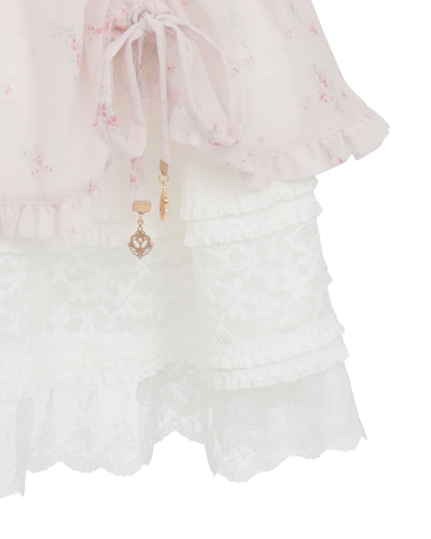 リズリサ♡3連リボン お花かぎ編み レース ポンチョ風トップス ピンクベージュ New Arrival
