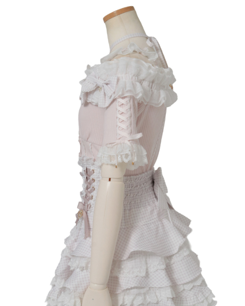 激希少♡旧タグリズリサ♡リボンレースラメニット♡オフショル姫カジクロス♡ 予約商品】ギンガムリボンフリルオフショルトップス ｜ LIZ LISA