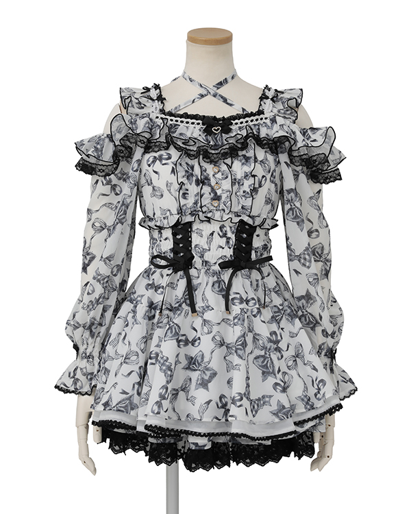 予約商品】リボン柄オフショルシフォンセットアップ ｜ LIZ LISA