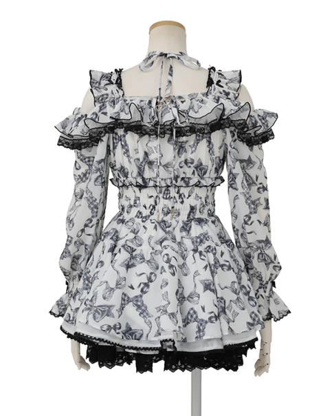 予約商品】リボン柄オフショルシフォンセットアップ ｜ LIZ LISA