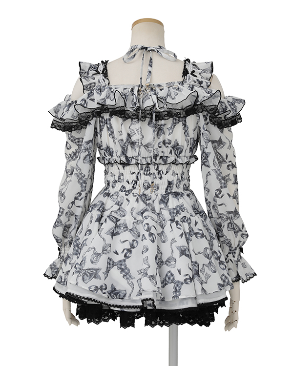 予約商品】リボン柄オフショルシフォンセットアップ ｜ LIZ LISA