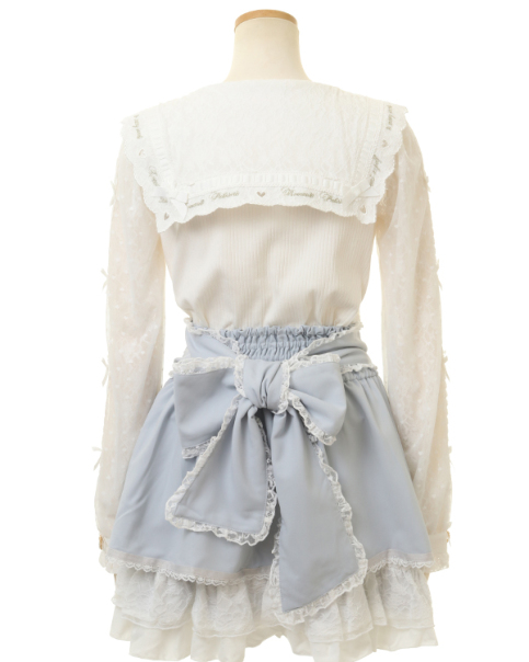 ホワイト】LIZLISA リズリサスカラップリボン衿リブトップス