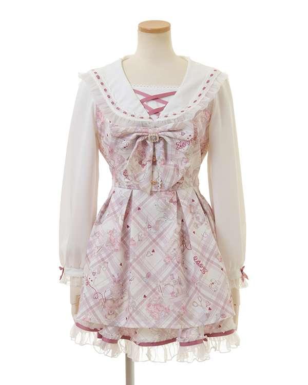 リズリサ lizlisa Sewing Bear柄セットアップ ホワイト