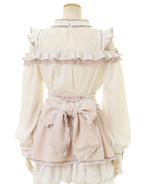 リズリサ 3つリボンフロントチョーカーブラウス ホワイト×ピンク 新品】リズリサ 3つリボンフロントチョーカーブラウス ホワイト