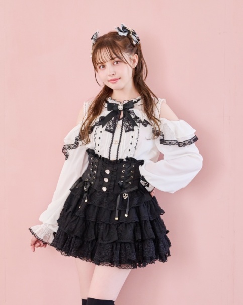 LIZLISA オリジナルハートドットブラウス 予約商品】オープンショルダーフリルブラウス ｜ LIZ LISA