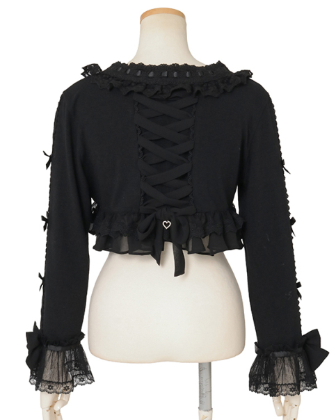 Liz LiSA リズリサ ボレロ カーディガン ニット リブ レース リボンレースボレロカットカーディガン ｜ LIZ LISA（リズリサ