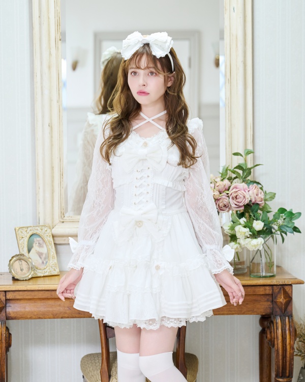 LIZLISA ドット柄　ワンピース　半袖　リボン　レース　ブラウン ワンピース ｜ LIZ LISA（リズリサ）公式通販 ｜ Tokyo Kawaii Life