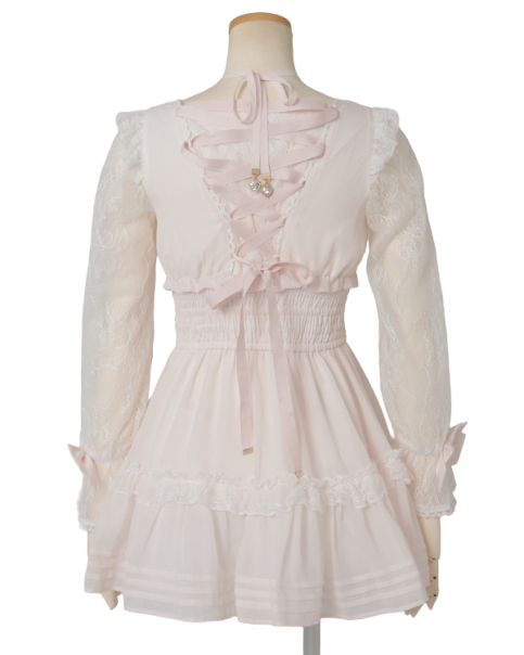 ♡LIZ LISA リズリサ♡シフォン＆レースティアードワンピース（ブラウン）♡ ♡LIZ LISA リズリサ♡シフォン＆レースティアードワンピース