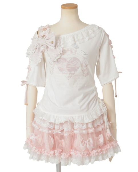 リズリサ　レースTシャツ　ホワイト　ロゴプリント ワンショルダープリントTシャツ ｜ LIZ LISA（リズリサ）公式