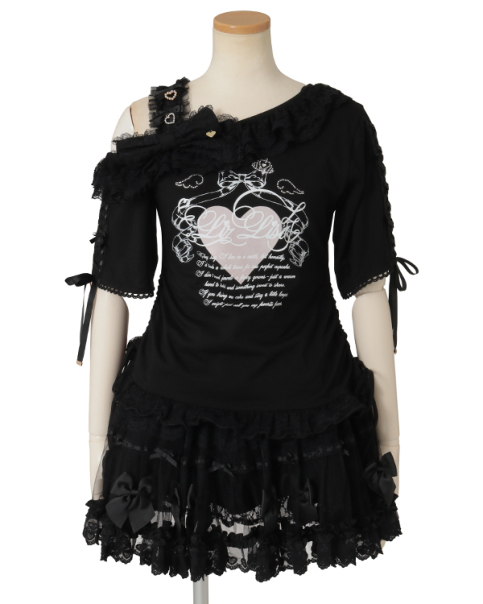 リズリサ ワンショルダープリントTシャツ ブラック ワンショルダープリントTシャツ ｜ LIZ LISA（リズリサ）公式通販