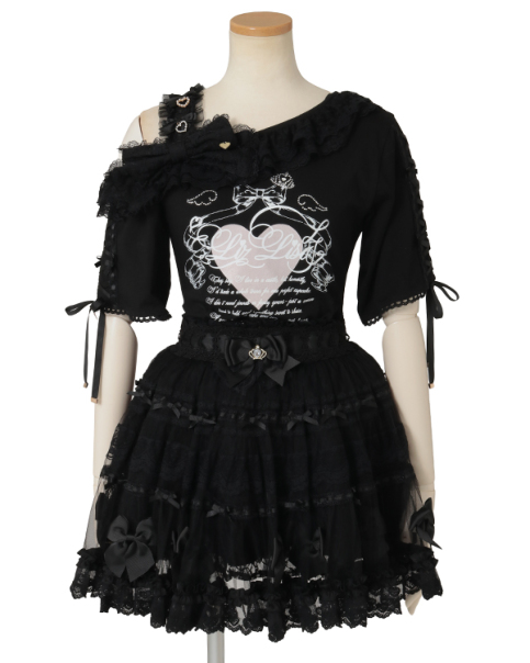 リズリサ ワンショルダープリントTシャツ ブラック ワンショルダープリントTシャツ ｜ LIZ LISA（リズリサ）公式通販