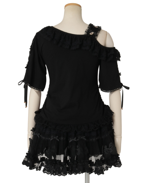 リズリサ ワンショルダープリントTシャツ ブラック ワンショルダープリントTシャツ ｜ LIZ LISA（リズリサ）公式