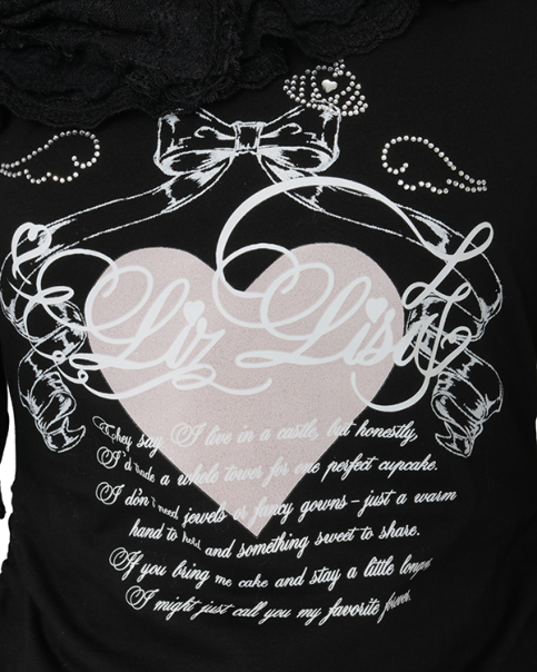 LIZ LISA ハート型レースTシャツ ワンショルダープリントTシャツ ｜ LIZ LISA（リズリサ）公式