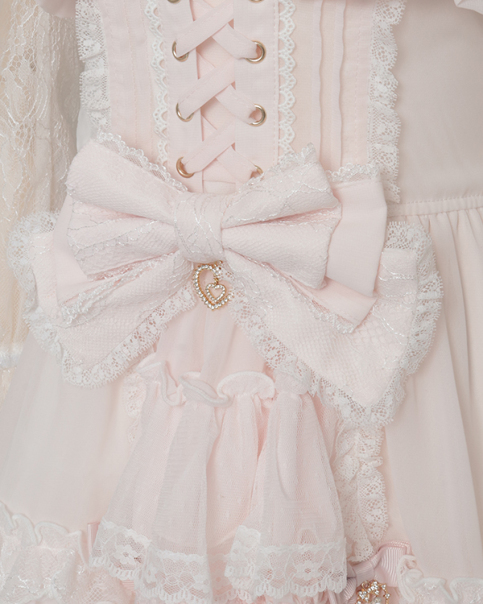 LIZLISA フロントティアードシフォンワンピース ピンク 予約商品