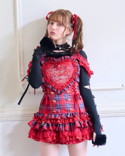 予約商品】チェックハートエプロンジャンスカセットアップ ｜ LIZ LISA