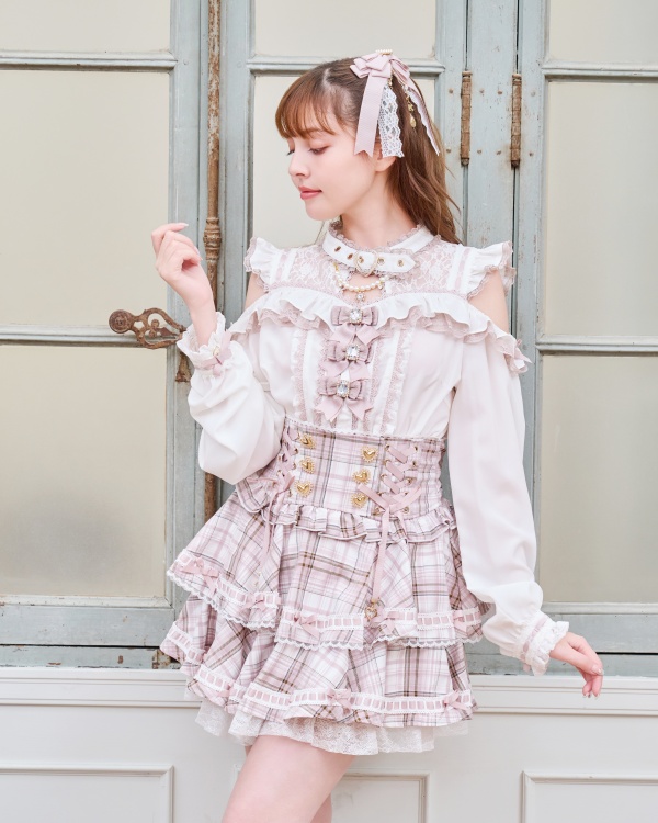 予約商品】はしごリボンチェックティアードスカパン ｜ LIZ LISA