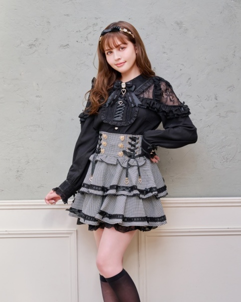 予約商品】はしごリボンチェックティアードスカパン ｜ LIZ LISA