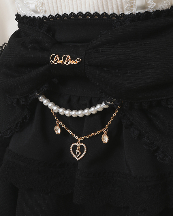 LIZLISA ビッグリボンティアードスカート ブラック ビッグリボン