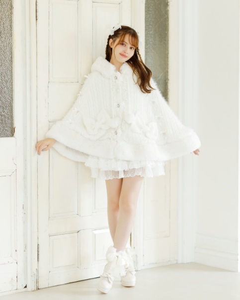 LIZLISA ポンポン　ファー　トップス　長袖　ホワイト　可愛い リボンレースボレロカットカーディガン ｜ LIZ LISA（リズリサ）公式