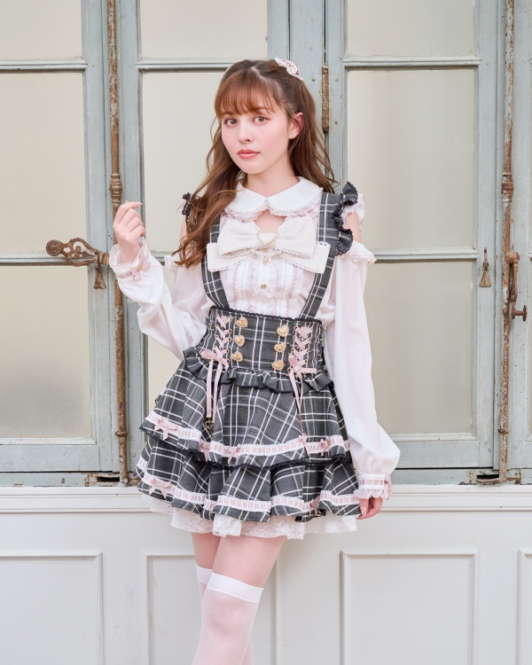 ☆新品☆ LIZLISA はしごリボンチェックティアードスカパン 