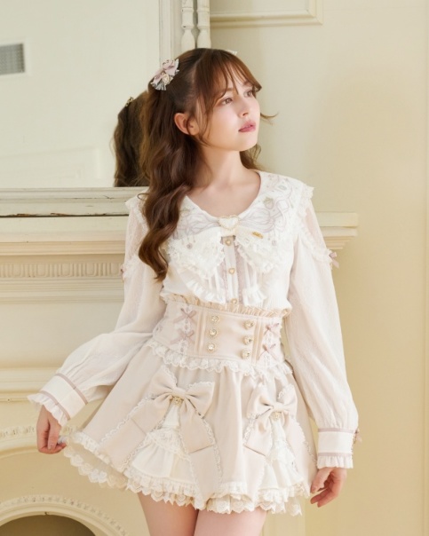 予約商品】ジュエリーリボン刺繍セーラーリブトップス ｜ LIZ LISA