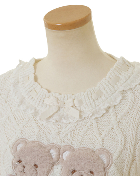 LIZLISA リズリサ ニット トップス くま ホワイト 5292円 Twin Bearsニットトップス ｜ LIZ LISA（リズリサ）公式