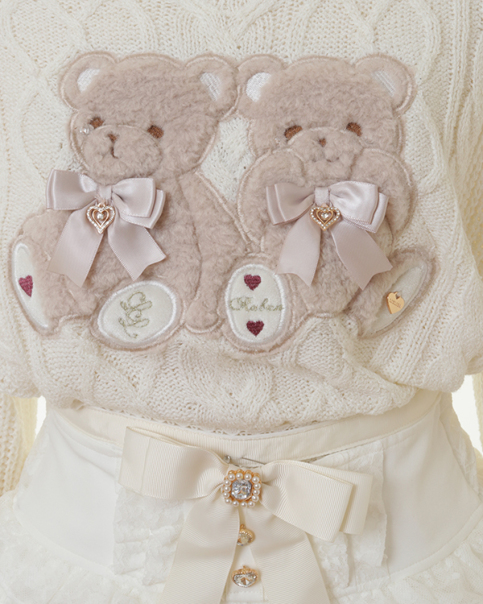 LIZLISA Twin Bears ニットトップス くま ホワイト ♡ 予約商品】Twin Bearsニットトップス ｜ LIZ LISA（リズリサ