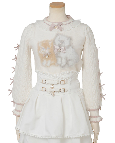 Y*i様 【激レアプレミアム品】LIZ LISA フード付きピンクニットケープコ キャットジャガードリボンスリーブニット ｜ LIZ LISA（リズリサ）公式