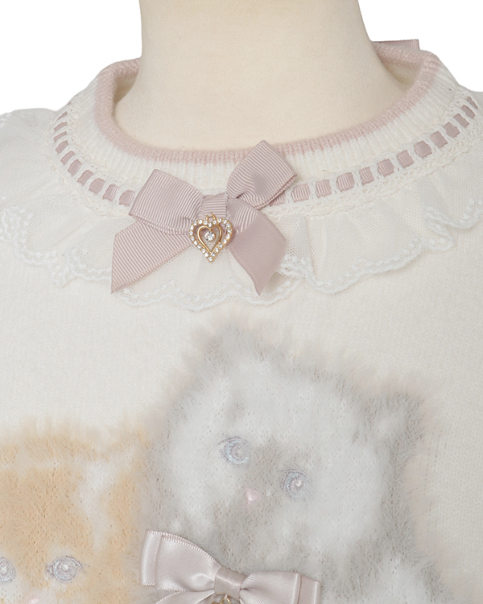 キャットジャガードリボンスリーブニット リズリサ キャットジャガードリボンスリーブニット ｜ LIZ LISA（リズリサ