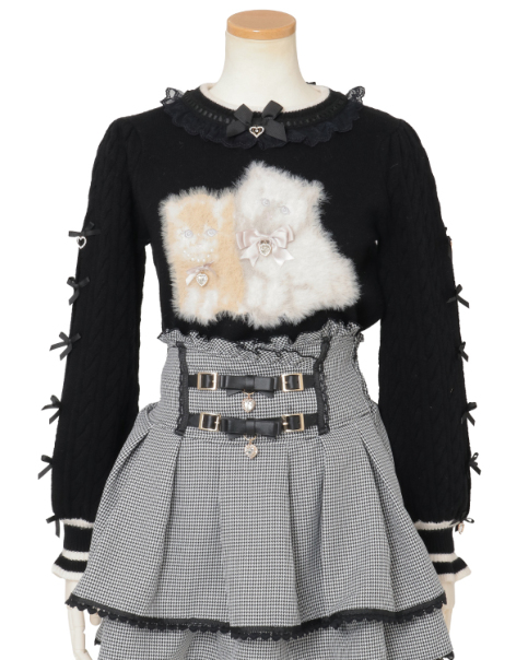 キャットジャガードリボンスリーブニット リズリサ キャットジャガードリボンスリーブニット ｜ LIZ LISA（リズリサ