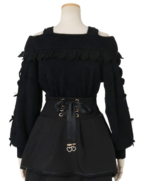 LIZLISA オフショルフェザーニットトップス ブラック オフショルフェザーニットトップス ｜ LIZ LISA（リズリサ）公式通販