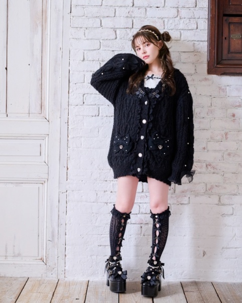 LIZLISA カーディガン ブラック 予約商品】メニーリボンロングカーディガン ｜ LIZ LISA